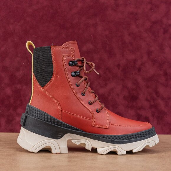 Sorel Women Brex Lace-up Warp Red Waterproof Winter Ankle Boots sz 7 - Picture 6 of 6